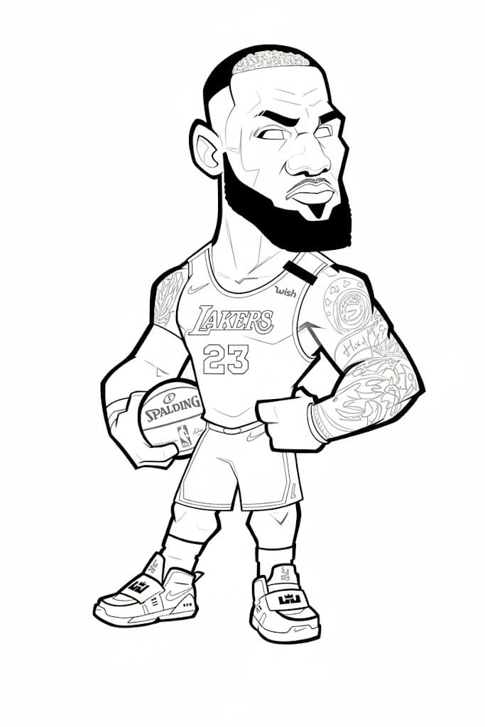 Fise de colorat cu Lebron James imprimabil simplu