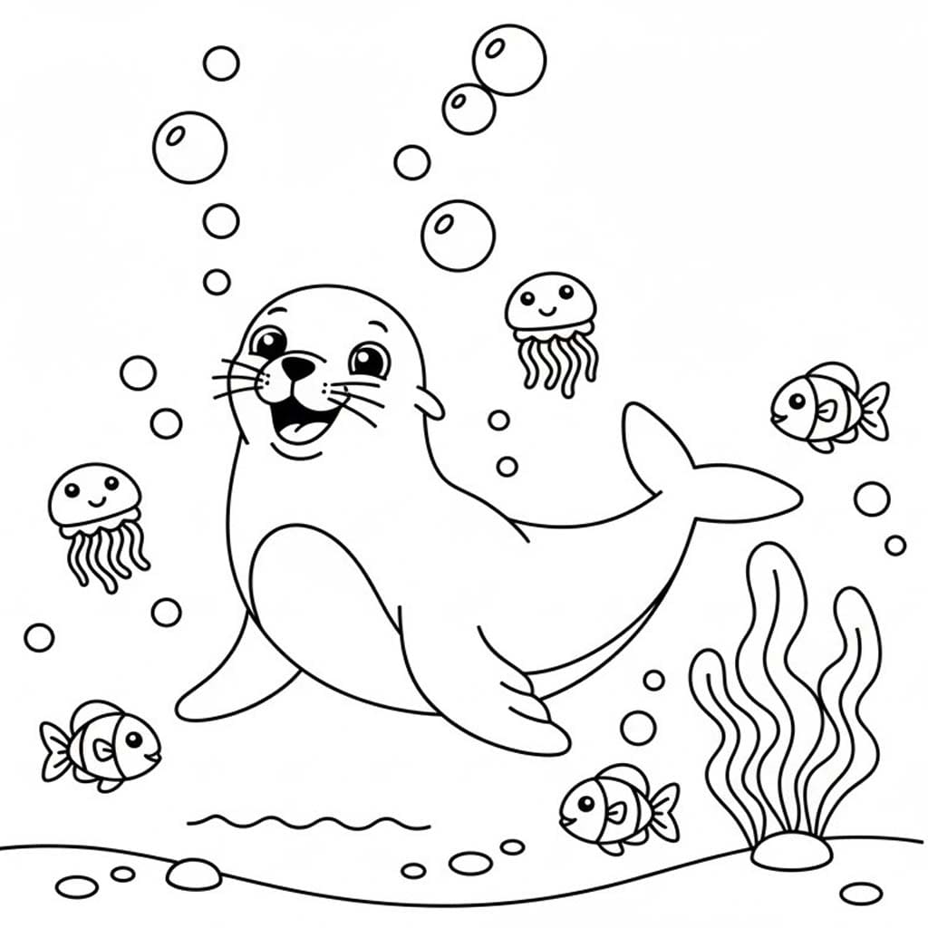 Fise de colorat cu Leu de Mare imprimabil gratuit