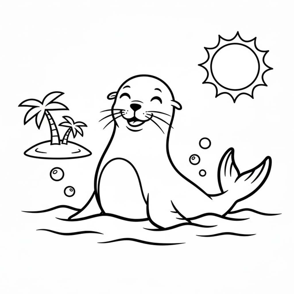 Fise de colorat cu Leu de Mare imprimabil