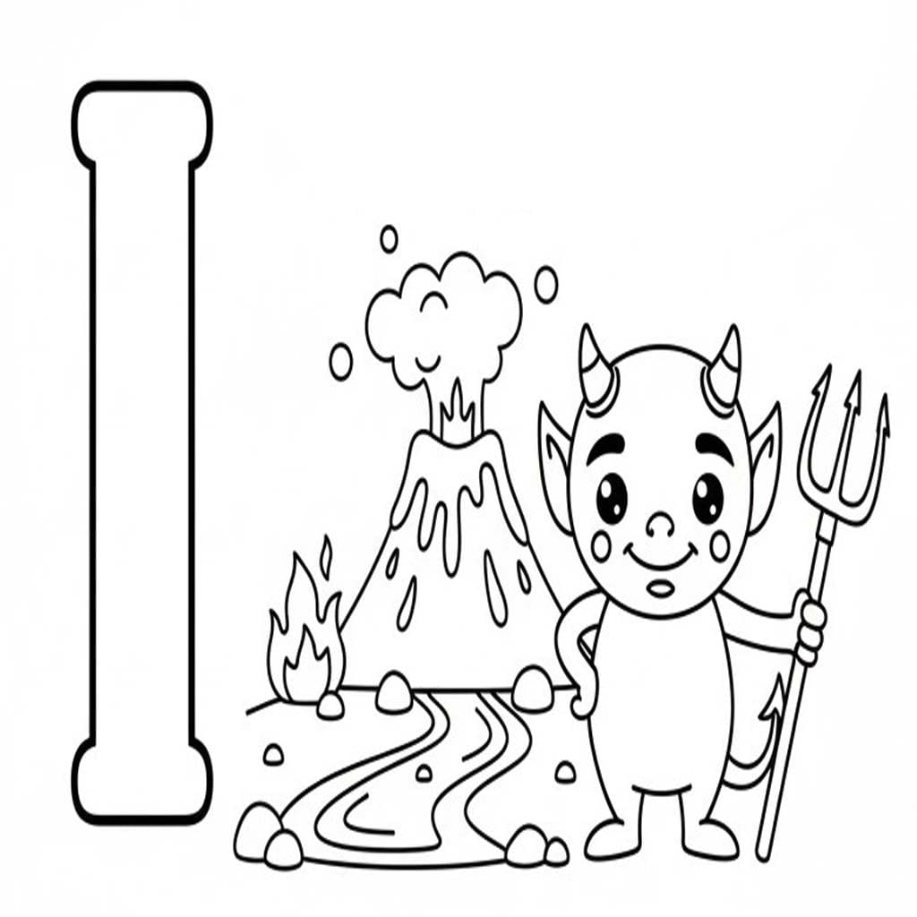 Fise de colorat cu Litera I este pentru Iad