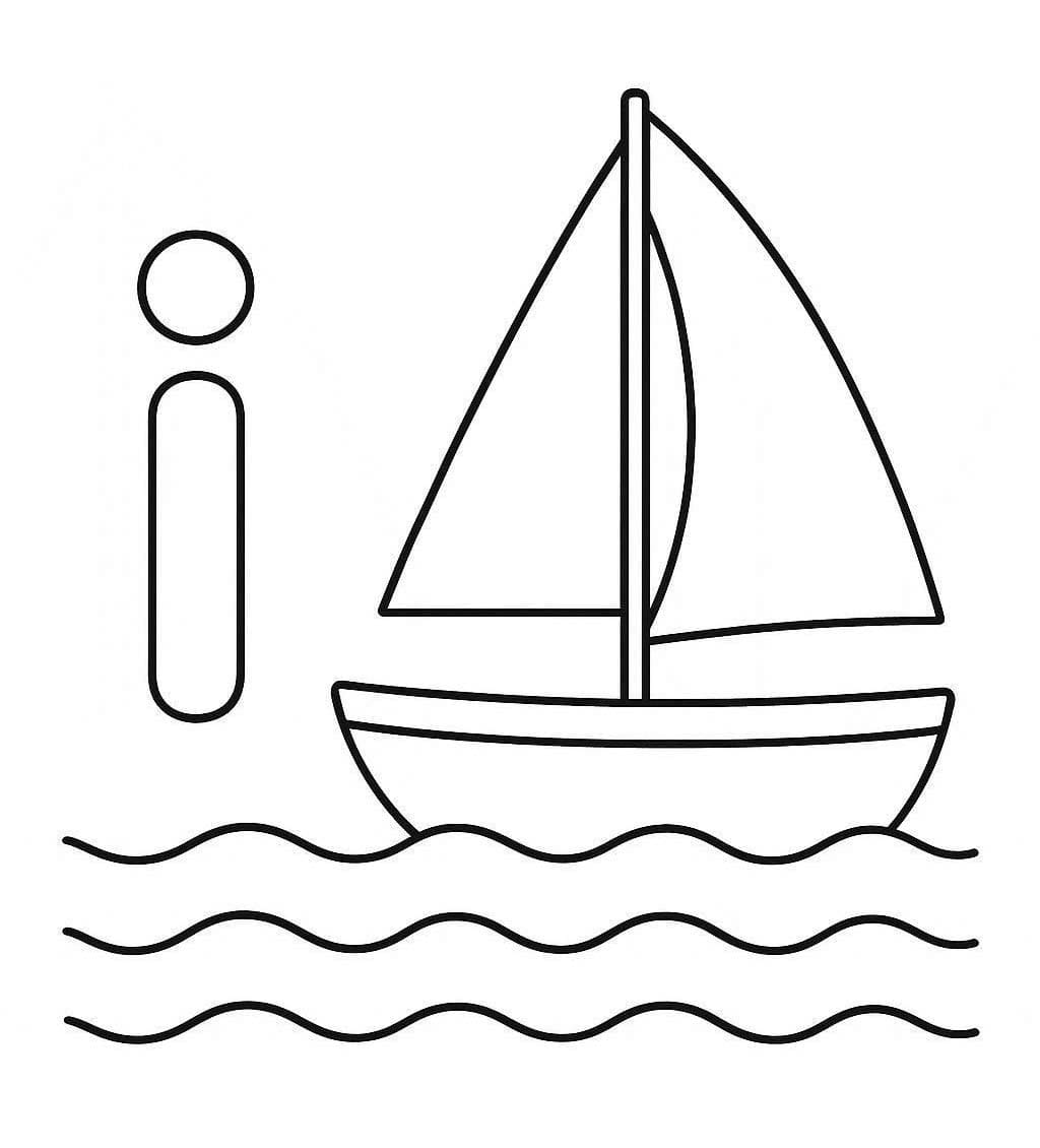 Fise de colorat cu Litera I este pentru Iaht