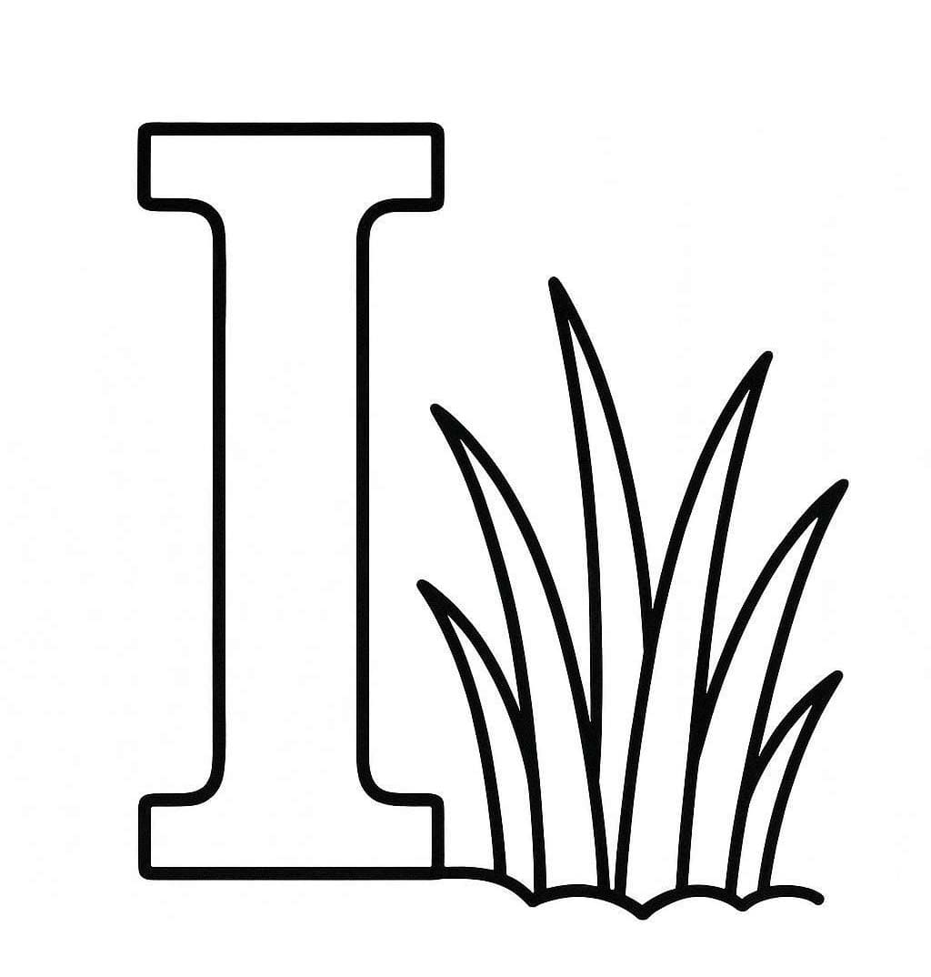 Fise de colorat cu Litera I este pentru Iarbă