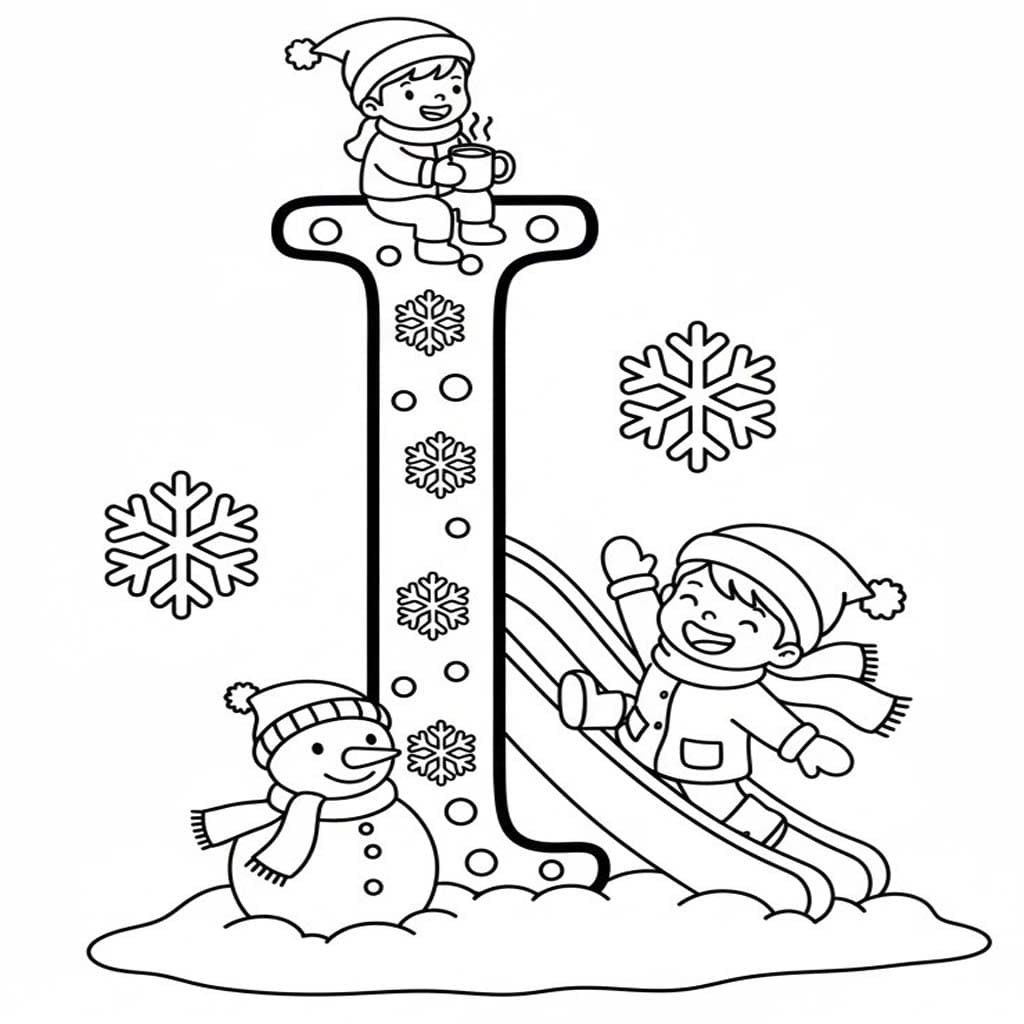 Fise de colorat cu Litera I este pentru Iarnă