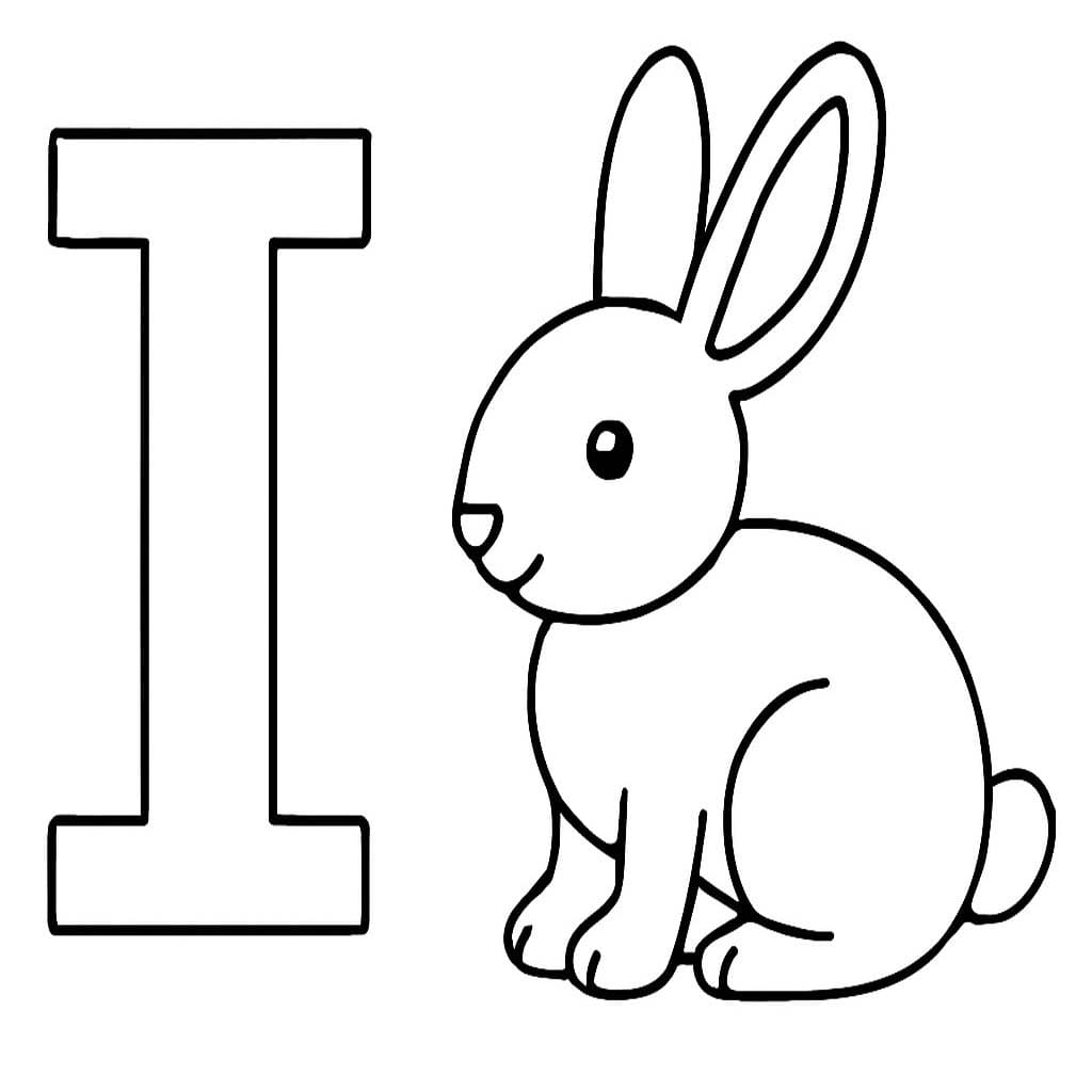Fise de colorat cu Litera I este pentru Iepure