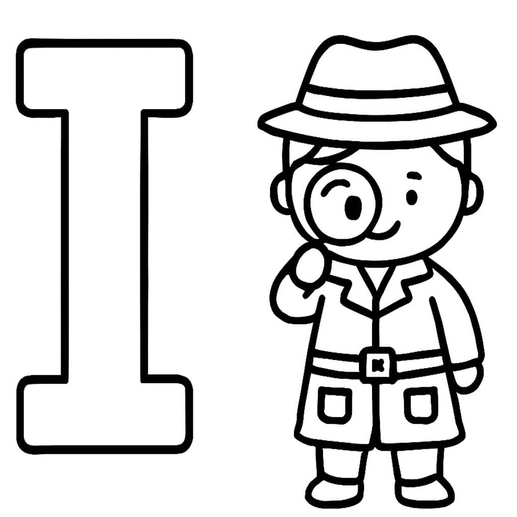 Fise de colorat cu Litera I este pentru Investigator