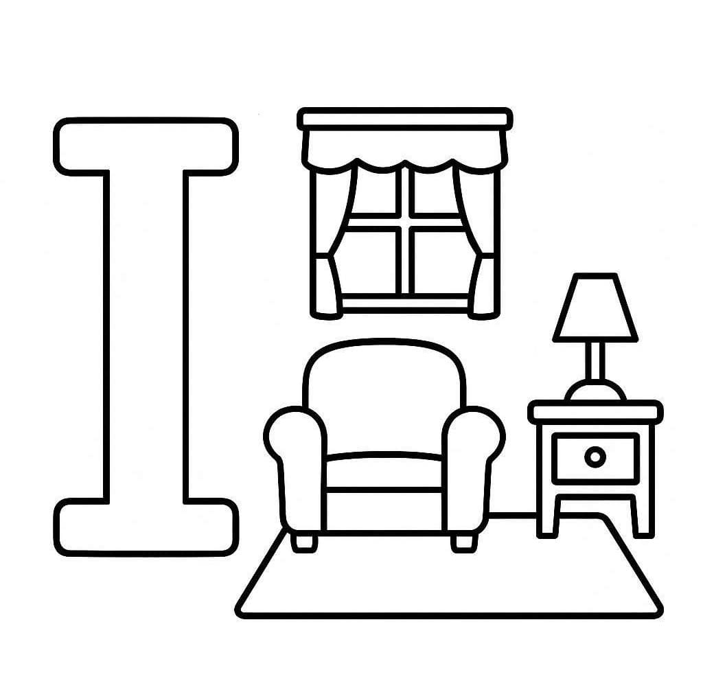 Fise de colorat cu Litera I este pentru încăpere