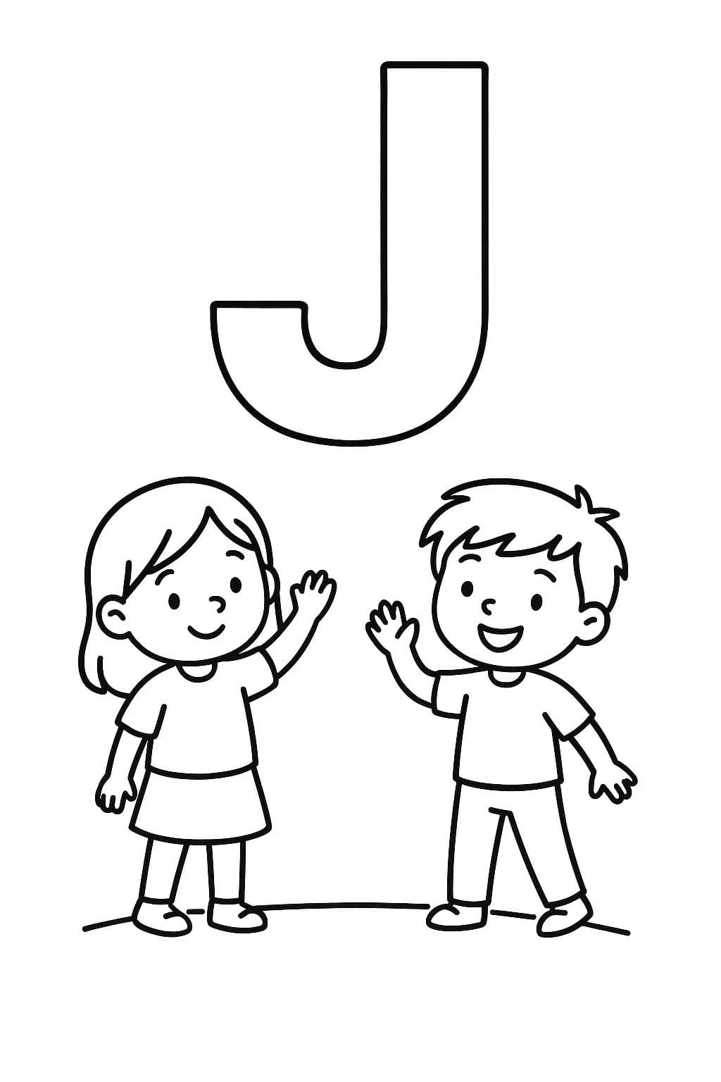 Fise de colorat cu Litera J gratuit simplu