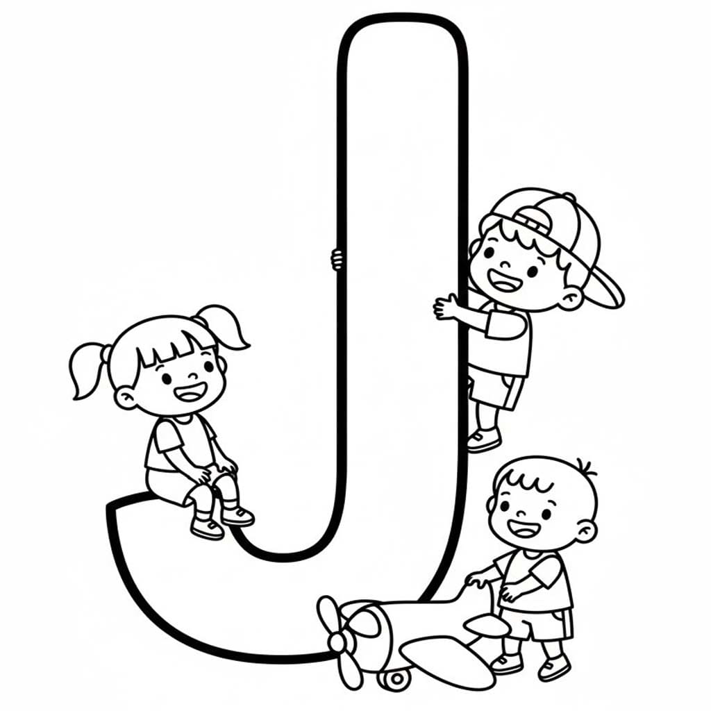 Fise de colorat cu Litera J imprimabil gratuit