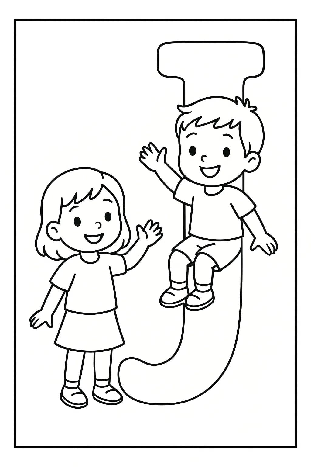 Fise de colorat cu Litera J imprimabil simplu