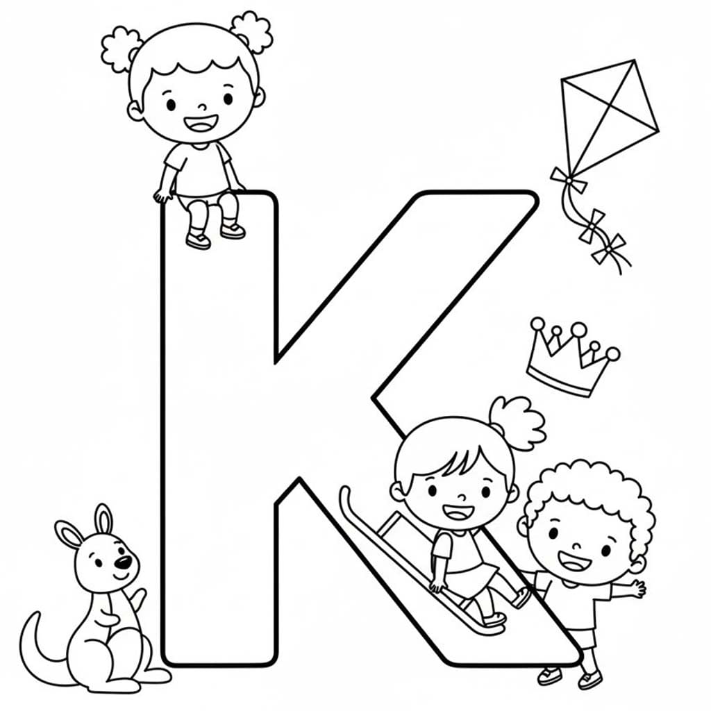 Fise de colorat cu Litera K gratuit