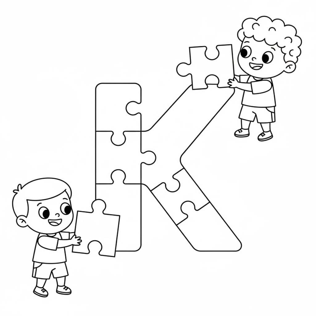 Fise de colorat cu Litera K imprimabil gratuit