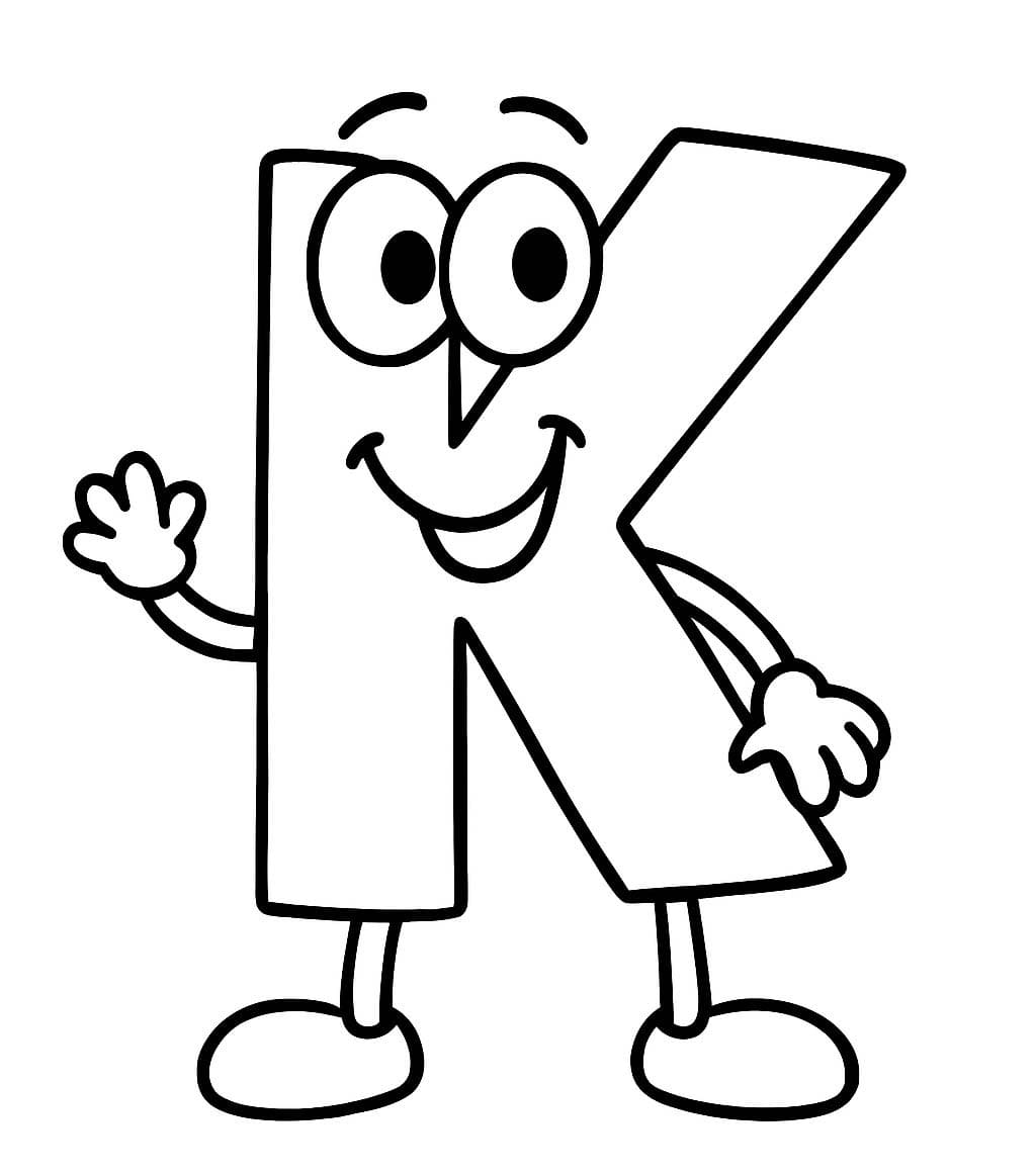 Fise de colorat cu Litera K imprimabil pentru copii