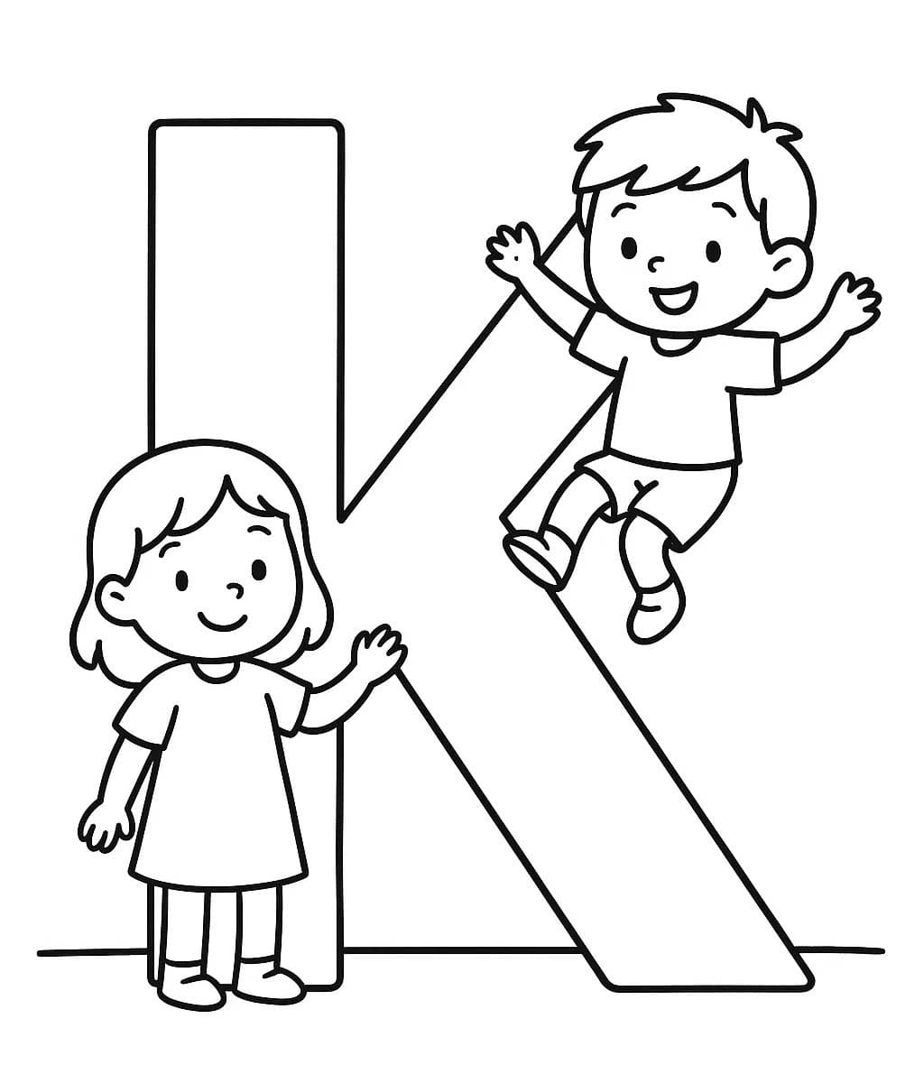 Fise de colorat cu Litera K simplu la copii