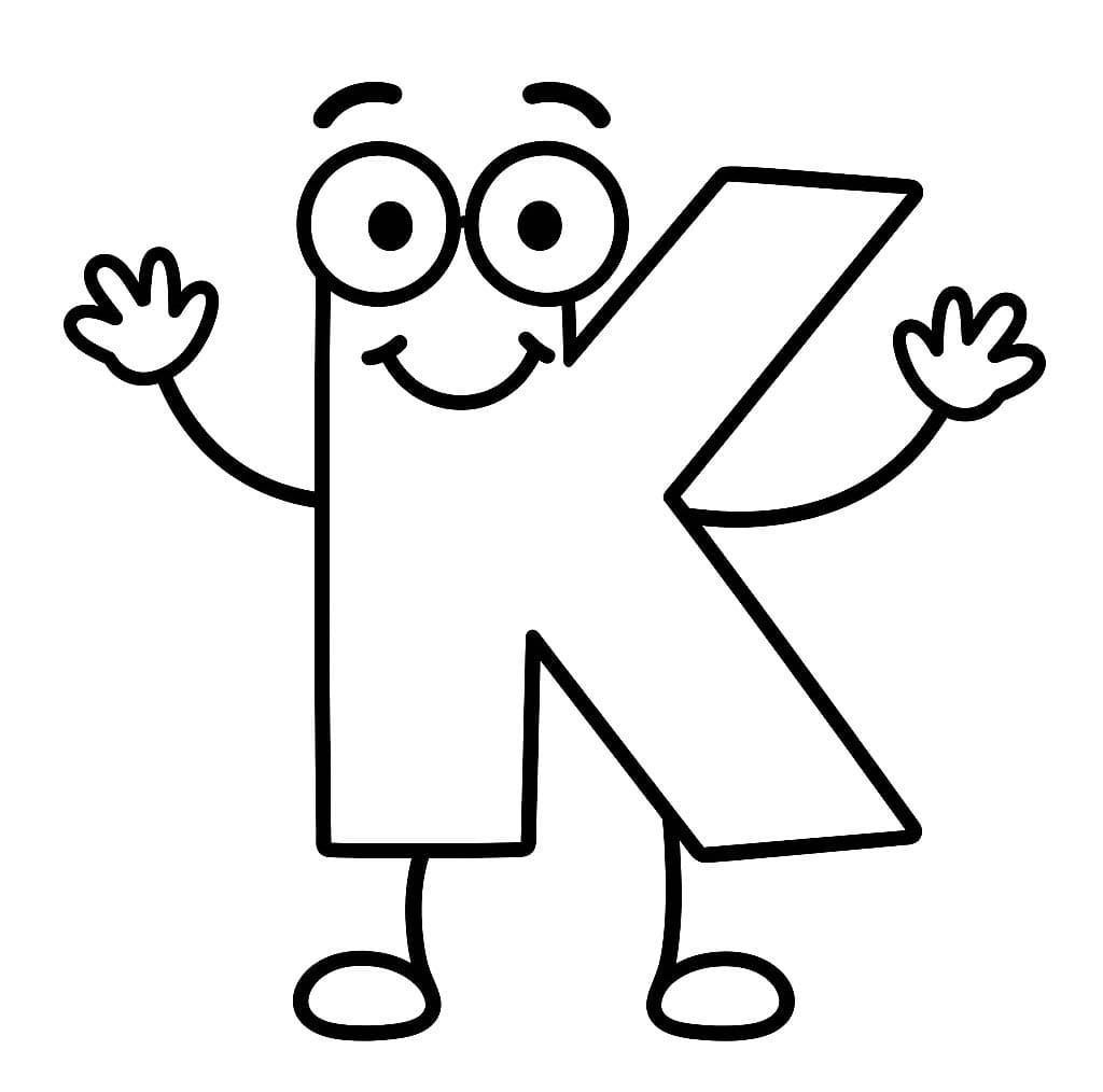 Fise de colorat cu Litera K uşor la copii