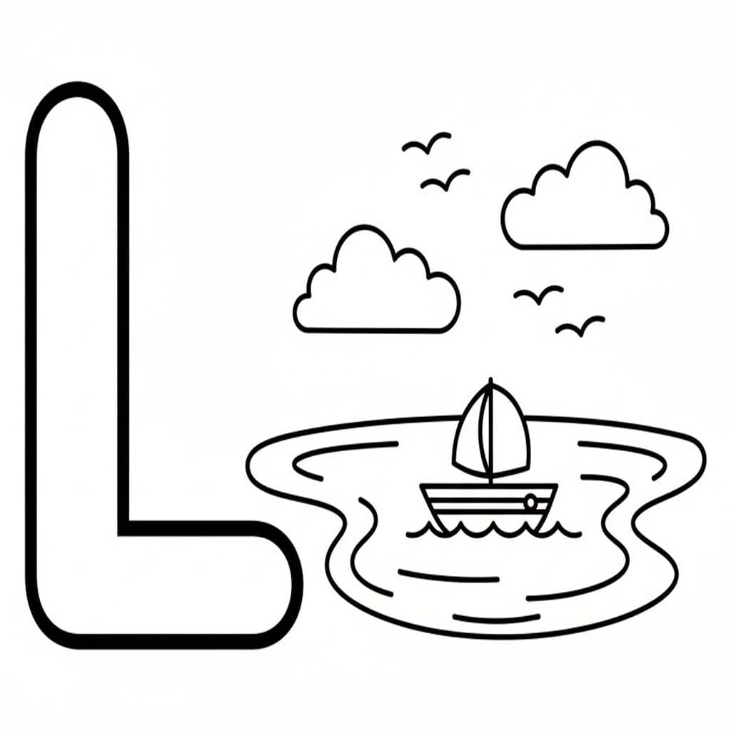 Fise de colorat cu Litera L este pentru Lac