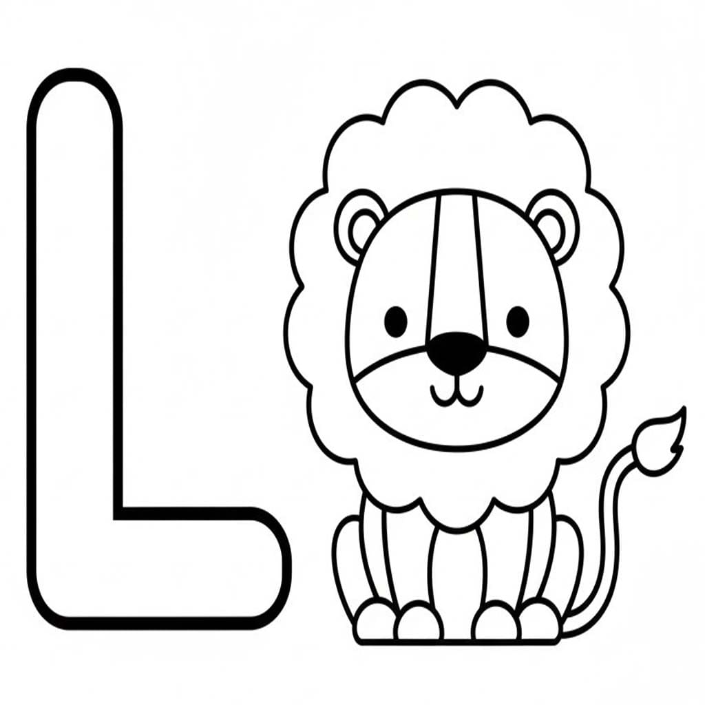 Fise de colorat cu Litera L este pentru Leu