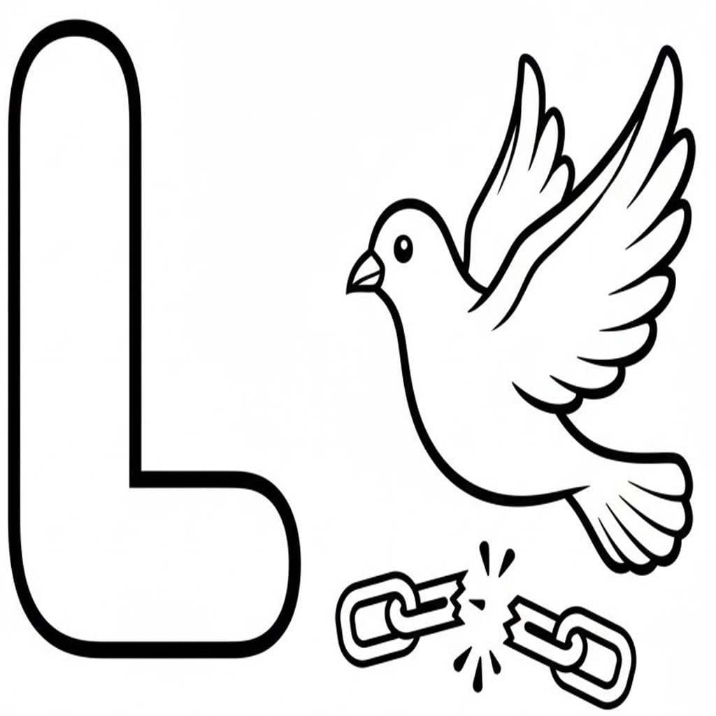 Fise de colorat cu Litera L este pentru Libertate