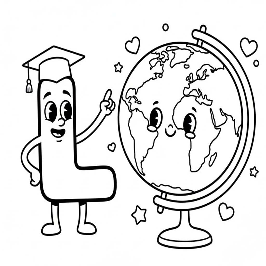 Fise de colorat cu Litera L este pentru Lume