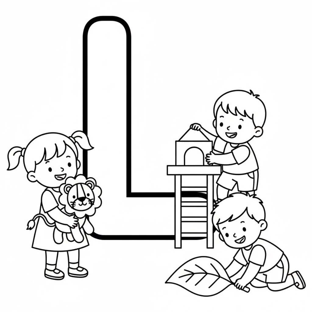 Fise de colorat cu Litera L gratuit