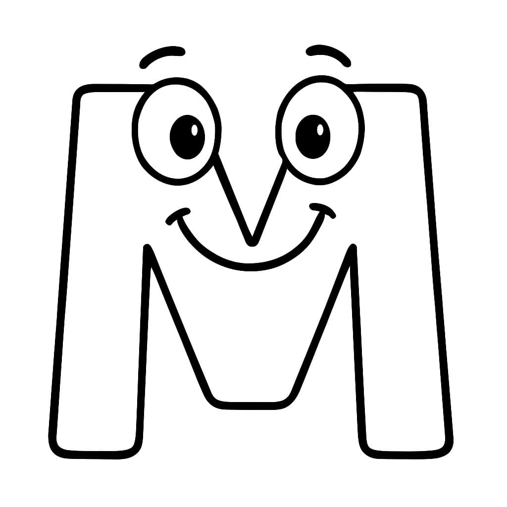 Fise de colorat cu Litera M gratuit pentru copii