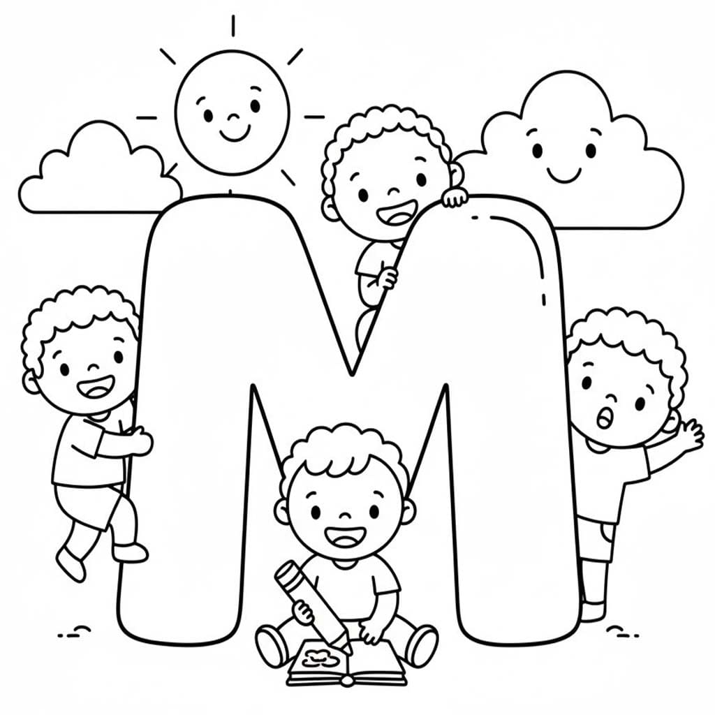 Fise de colorat cu Litera M gratuit