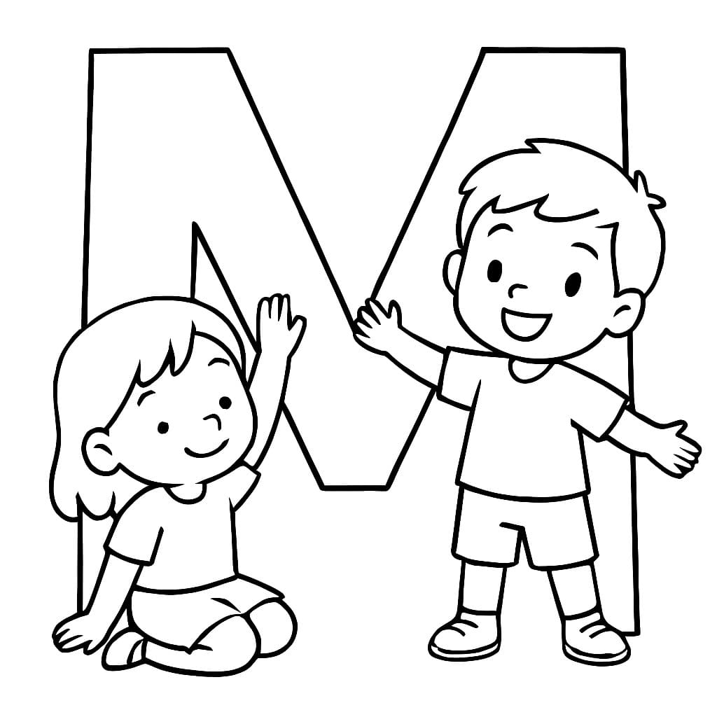 Fise de colorat cu Litera M imprimabil gratuit pentru copii