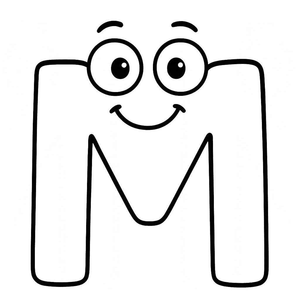 Fise de colorat cu Litera M imprimabil gratuit simplu