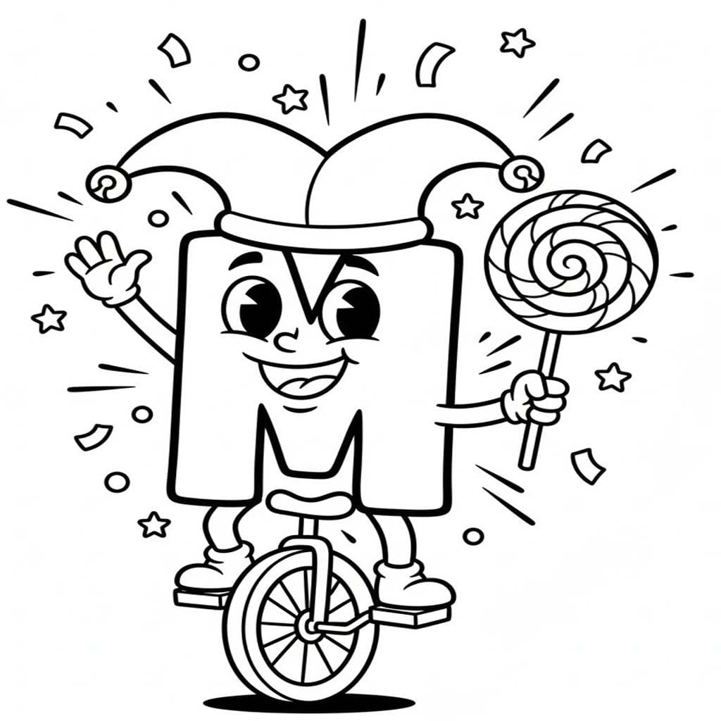 Fise de colorat cu Litera M imprimabil gratuit