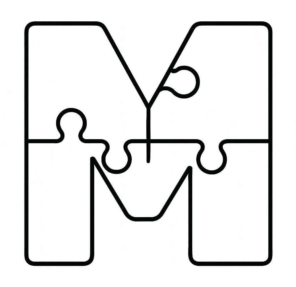 Fise de colorat cu Litera M imprimabil simplu