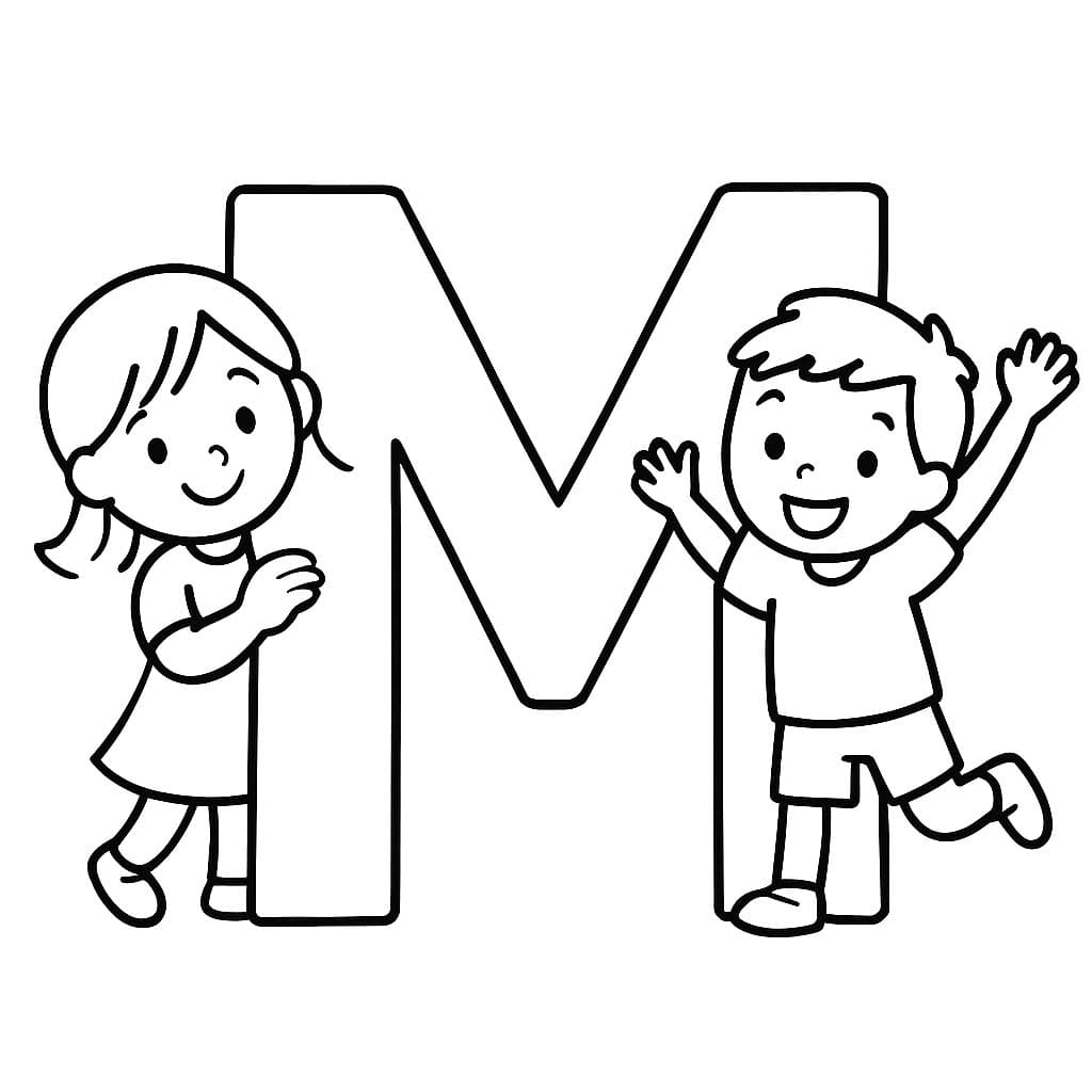 Fise de colorat cu Litera M pentru copii