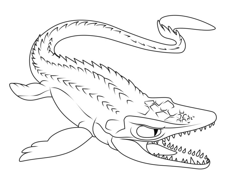 Fise de colorat cu Mosasaurus gratuit bazic