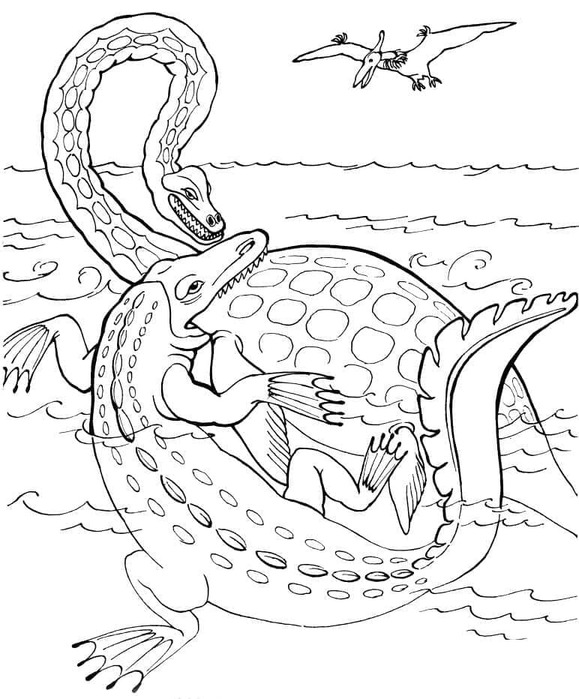 Fise de colorat cu Mosasaurus gratuit uşor