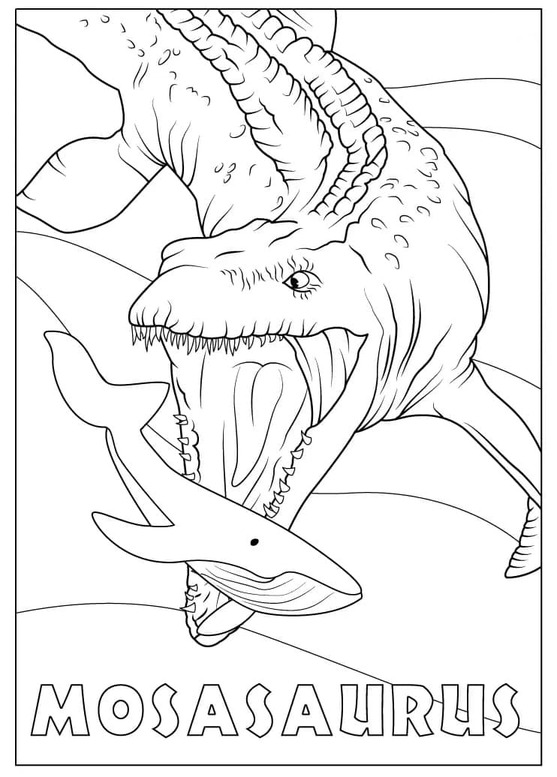 Fise de colorat cu Mosasaurus imprimabil gratuit simplu