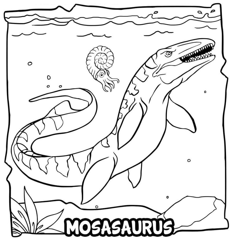 Fise de colorat cu Mosasaurus imprimabil gratuit uşor