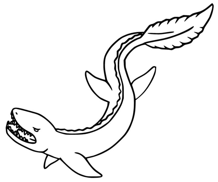 Fise de colorat cu Mosasaurus imprimabil gratuit