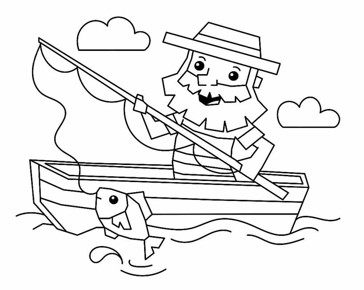 Fise de colorat cu Pescuit gratuit bazic