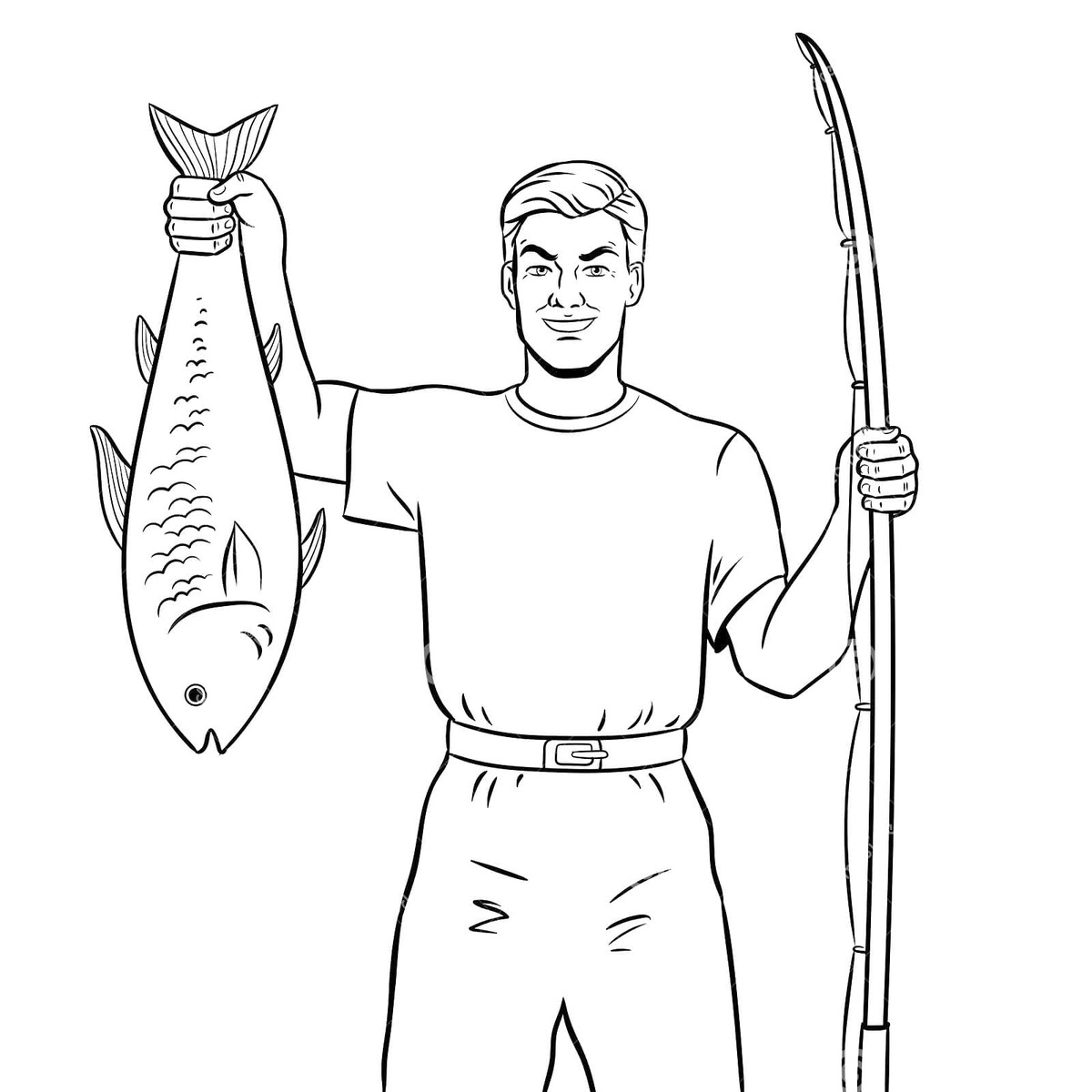 Fise de colorat cu Pescuit gratuit simplu