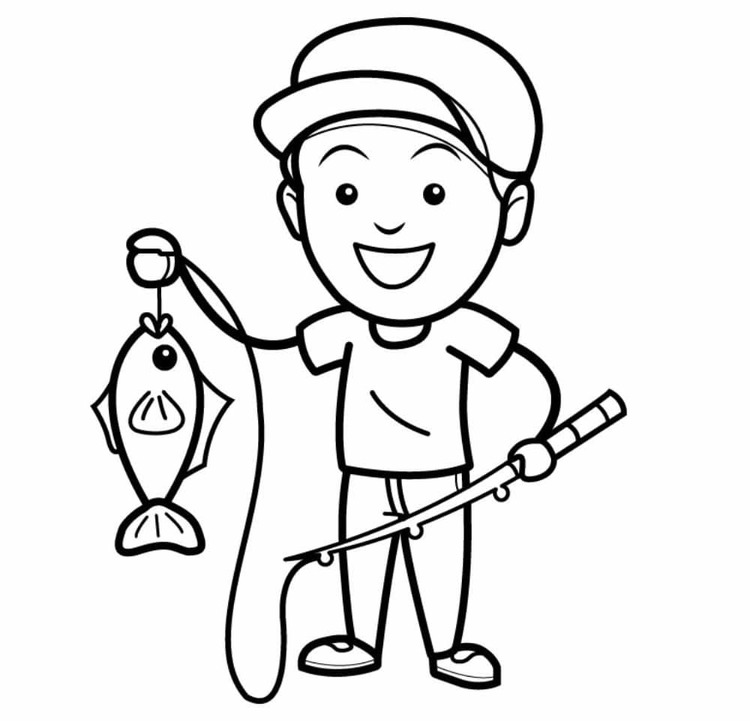 Fise de colorat cu Pescuit imprimabil gratuit bazic