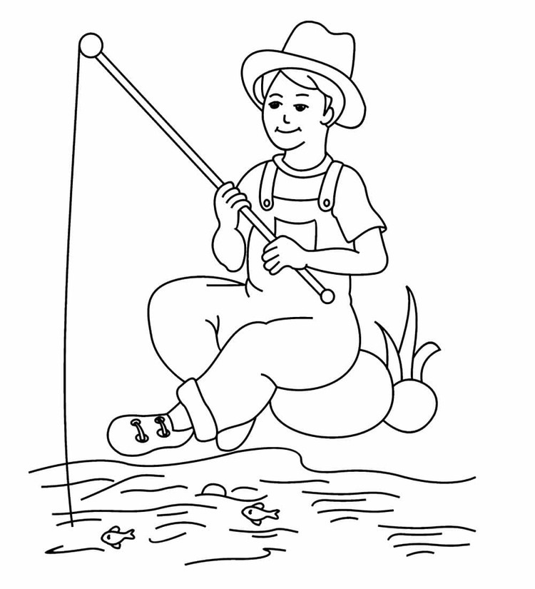 Fise de colorat cu Pescuit imprimabil gratuit pentru copii