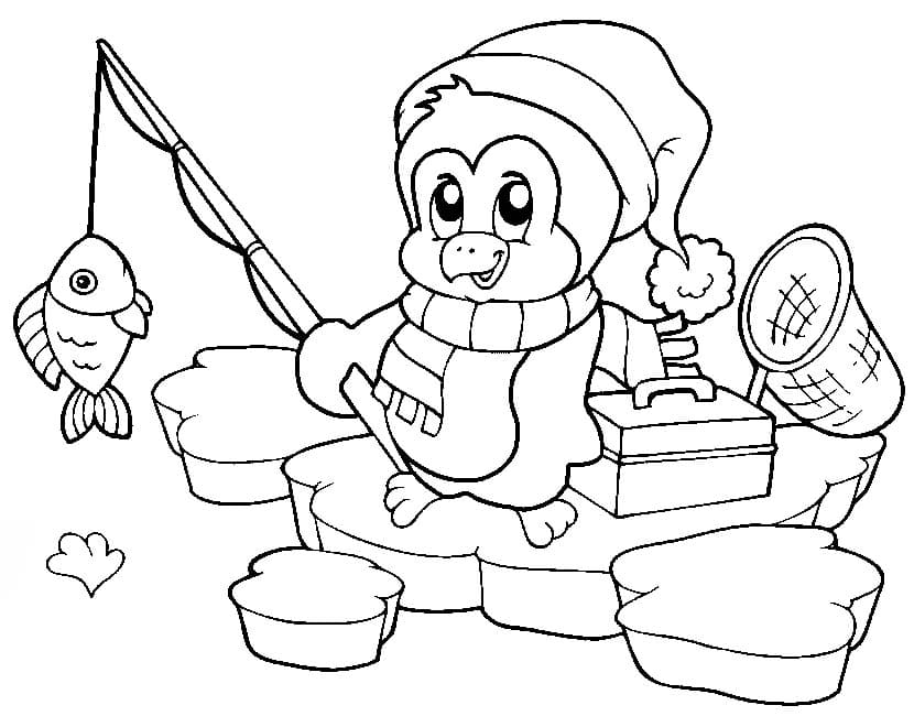 Fise de colorat cu Pescuit imprimabil gratuit simplu