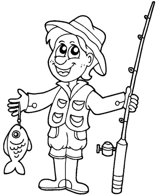 Fise de colorat cu Pescuit imprimabil gratuit uşor