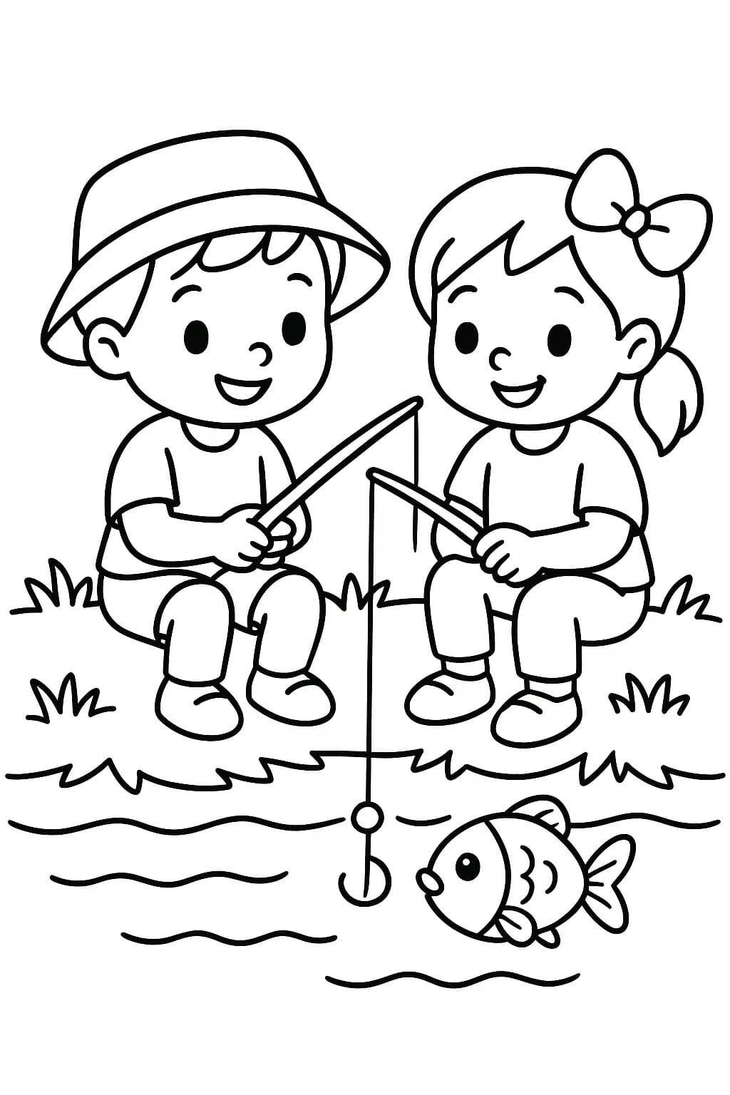 Fise de colorat cu Pescuit imprimabil gratuit