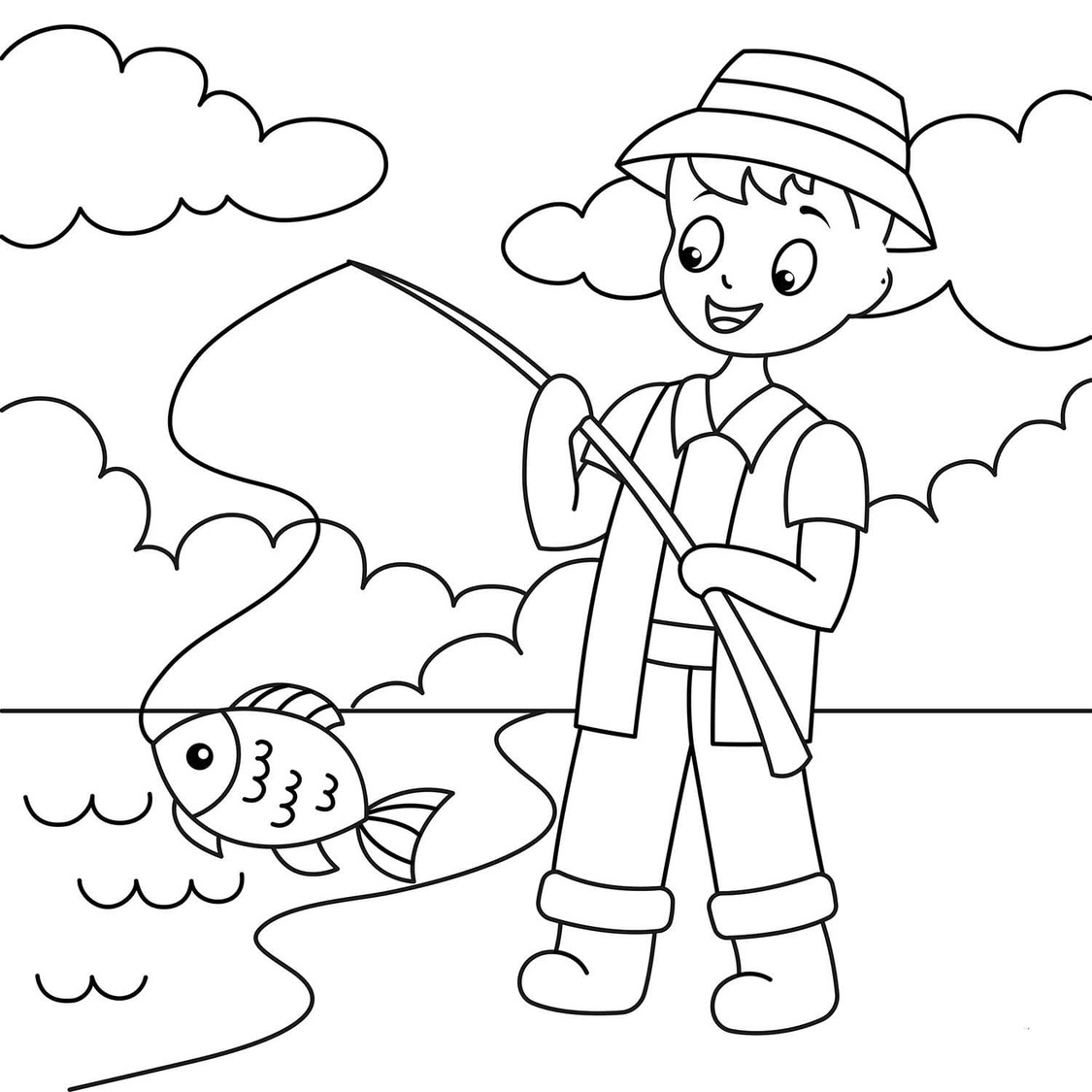 Fise de colorat cu Pescuit imprimabil