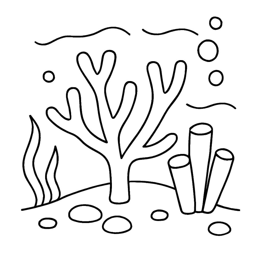 Fise de colorat cu Recif de corali gratuit simplu