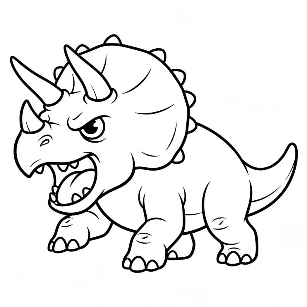 Fise de colorat cu Triceratops imprimabil gratuit