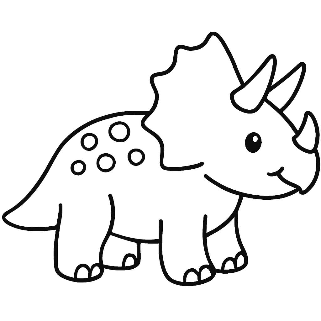 Fise de colorat cu Triceratops imprimabil simplu