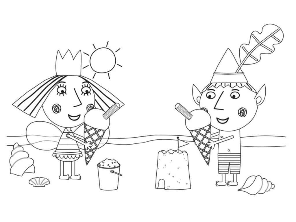 Fise de colorat cu Ben și Holly gratuit bazic