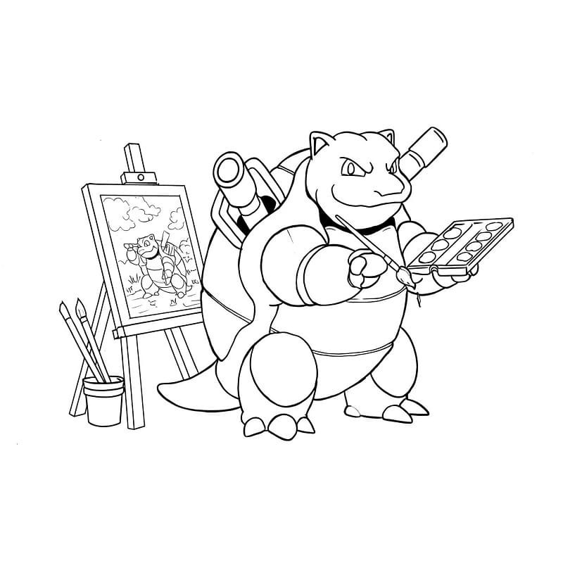 Fise de colorat cu Blastoise imprimabil simplu