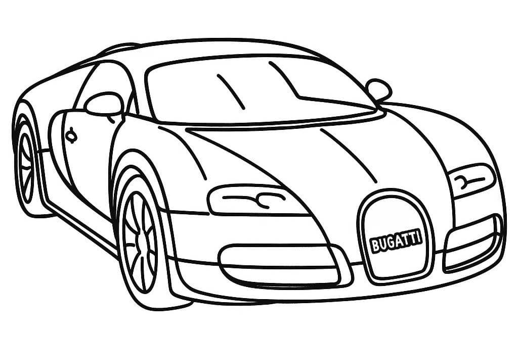 Fise de colorat cu Bugatti imprimabil gratuit simplu