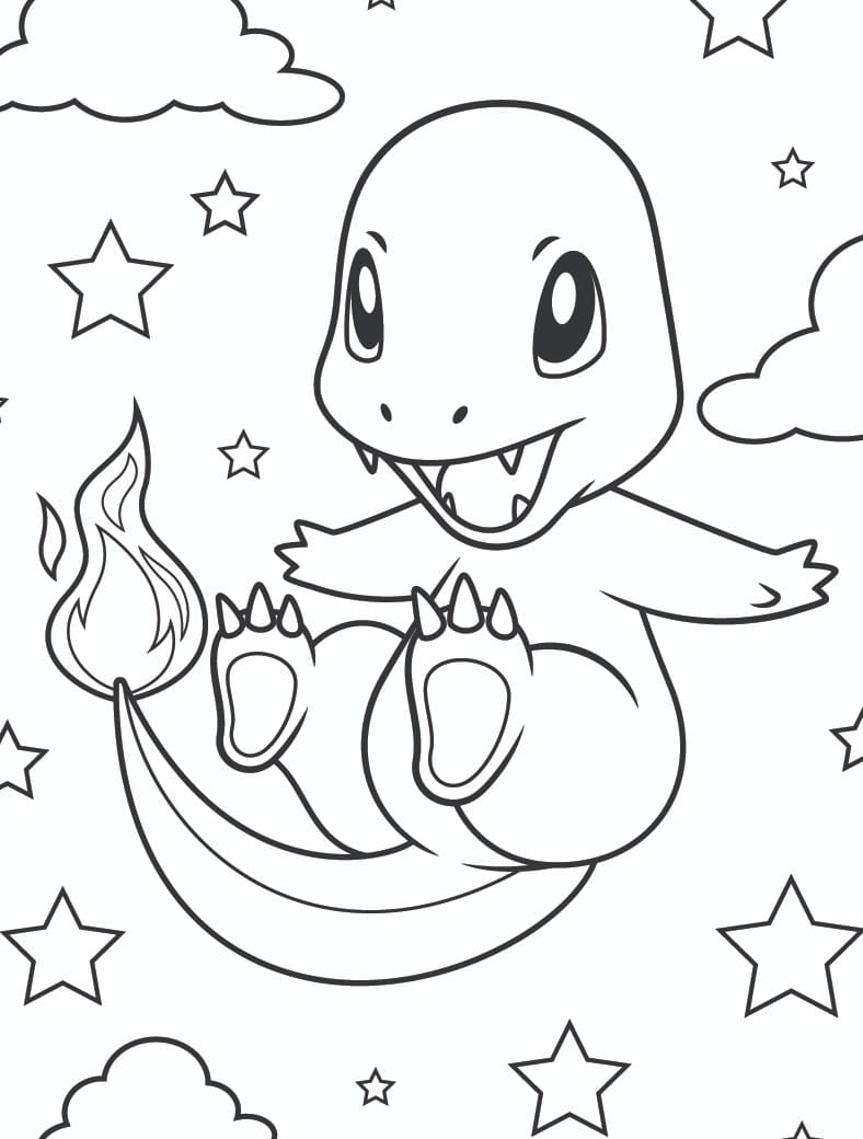 Fise de colorat cu Charmander gratuit bazic